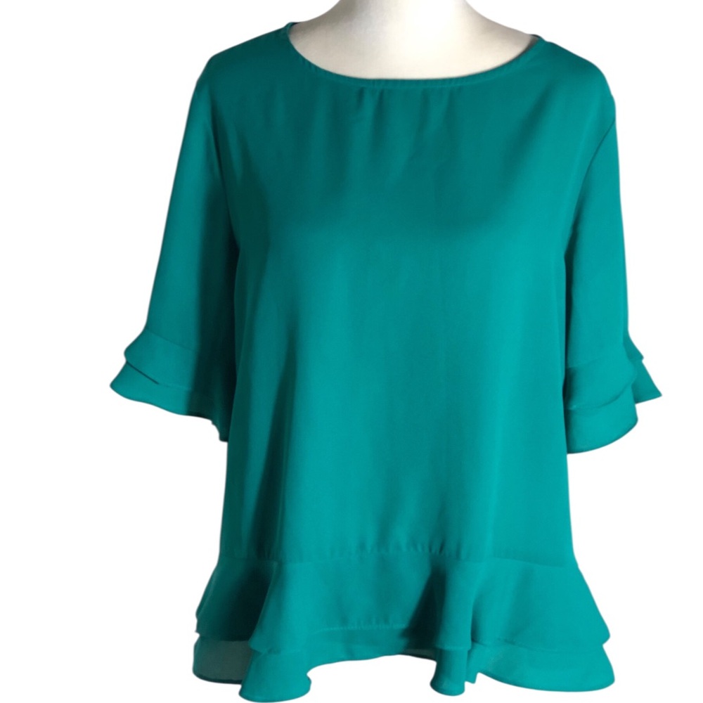 Emma & Olivia ruffle sleeve lightweight top Sz Large